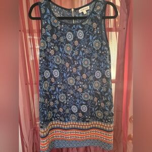 Emerald‎ Sundae Navy and Blue Boho Aztek Floral Dress Size Small A Line